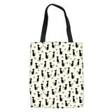Cartoon Dog Cat Fish Print Canvas Tote Bag