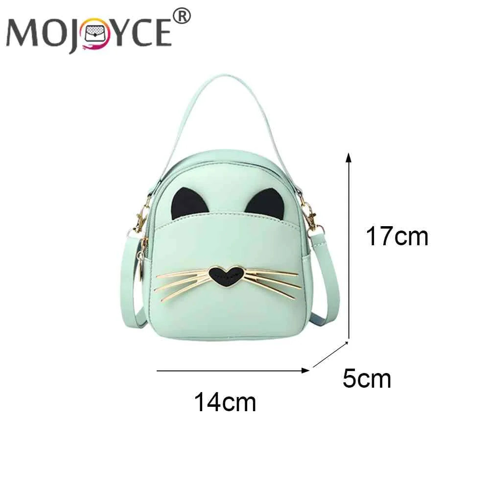 Cat Crossbody Shoulder Backpack Leather Purse Teen Messenger Bag
