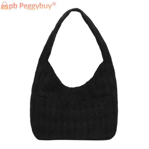 Casual Rhombus Underarm Bag Solid Soft Cloth Large Capacity