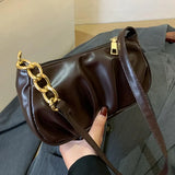 Casual Solid Zipper Shoulder Bag Underarm Purse Stylish Handbag for Shopping