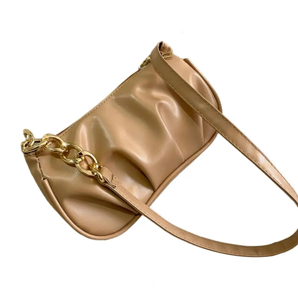 Casual Solid Zipper Shoulder Bag Underarm Purse Stylish Handbag for Shopping