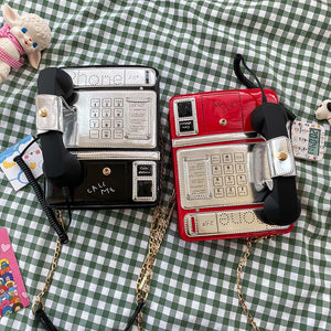 Cartoon Phone Shape Shoulder Bag Chain Crossbody Bag