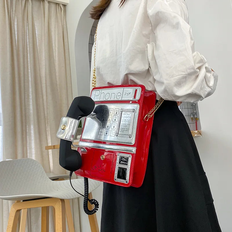 Cartoon Phone Shape Shoulder Bag Chain Crossbody Bag