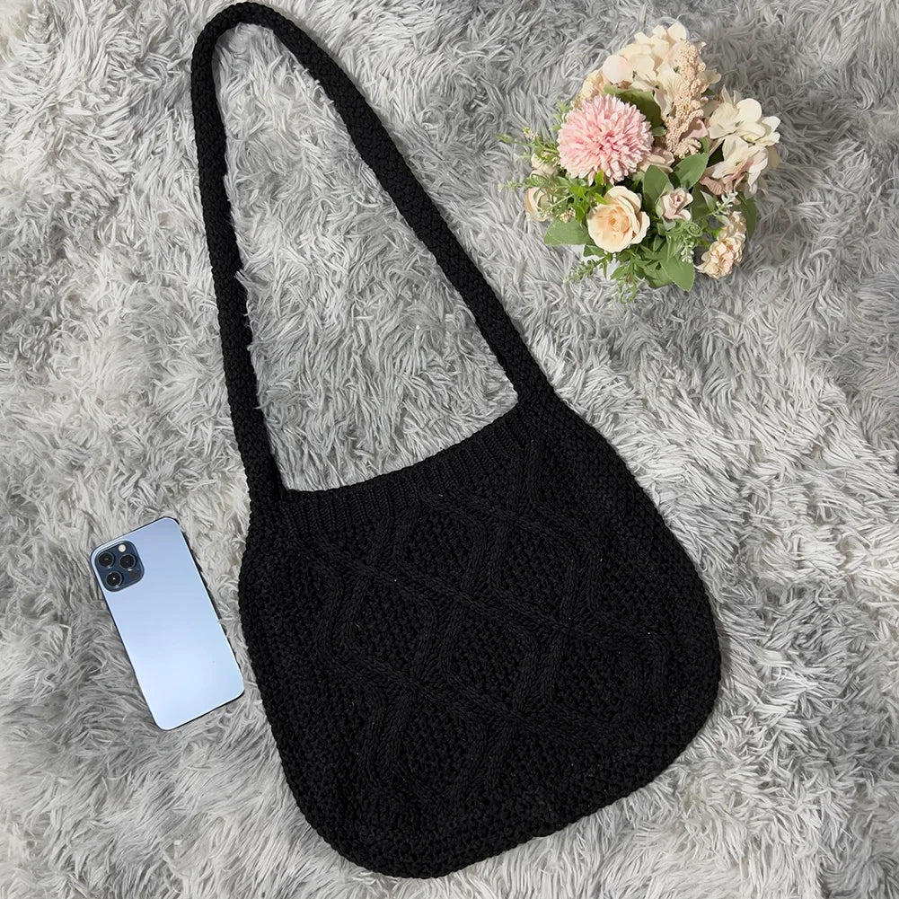 Knitted Women Shoulder Bag for Winter Autumn Shopping
