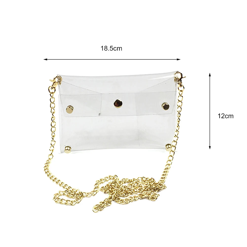 Waterproof Transparent Shoulder Bag Lady Small Flap Travel Messenger