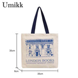 London Bookshop Print Canvas Shoulder Bag