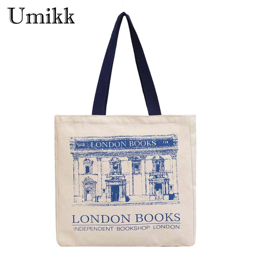 London Bookshop Print Canvas Shoulder Bag