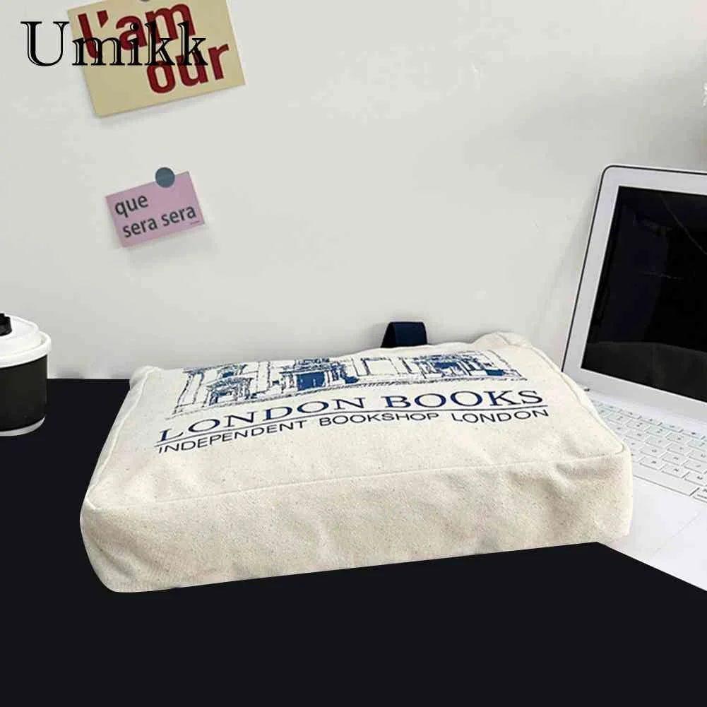London Bookshop Print Canvas Shoulder Bag