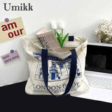London Bookshop Print Canvas Shoulder Bag