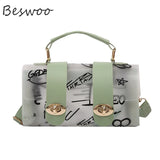 Women Shoulder Bag PVC Transparent Graffiti Handbag Small Messenger Square Bags