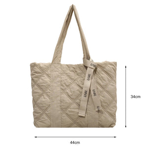 Women Shoulder Bag Nylon Solid Checkered Pattern Underarm Bags Handbags