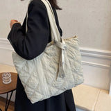 Women Shoulder Bag Nylon Solid Checkered Pattern Underarm Bags Handbags