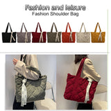 Women Shoulder Bag Nylon Solid Checkered Pattern Underarm Bags Handbags