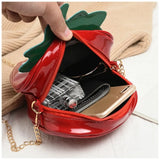 Strawberry Shape Shoulder Bag Pu Leather Chain Crossbody Bag