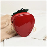 Strawberry Shape Shoulder Bag Pu Leather Chain Crossbody Bag