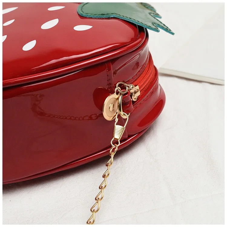 Strawberry Shape Shoulder Bag Pu Leather Chain Crossbody Bag