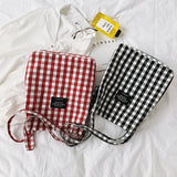 Canvas Plaid Women Shoulder Tote Bag Eco Shopping Handbag