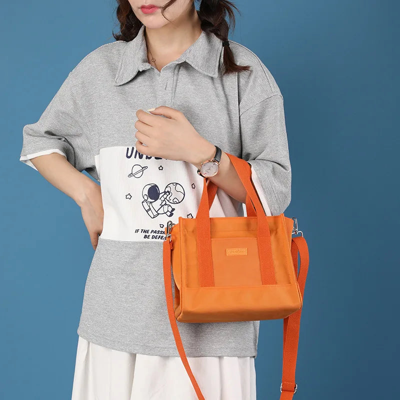 Women Shoulder Bag Tote Casual Zipper Handle Canvas Crossbody Bag
