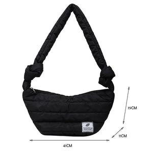 Women Retro Winter Stripe Quilted Crossbody Bag