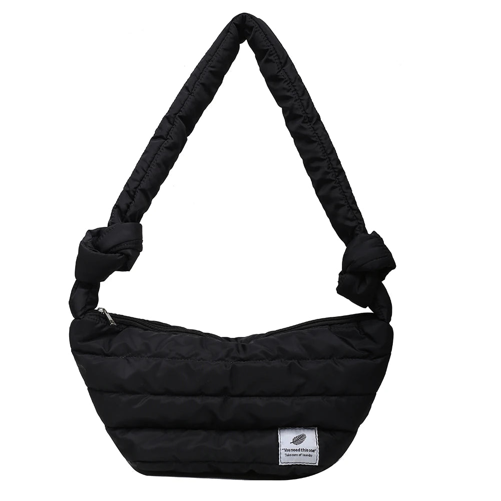 Women Retro Winter Stripe Quilted Crossbody Bag