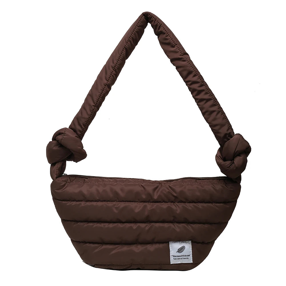 Women Retro Winter Stripe Quilted Crossbody Bag