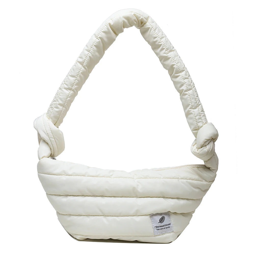 Women Retro Winter Stripe Quilted Crossbody Bag