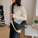 Women Retro Winter Stripe Quilted Crossbody Bag