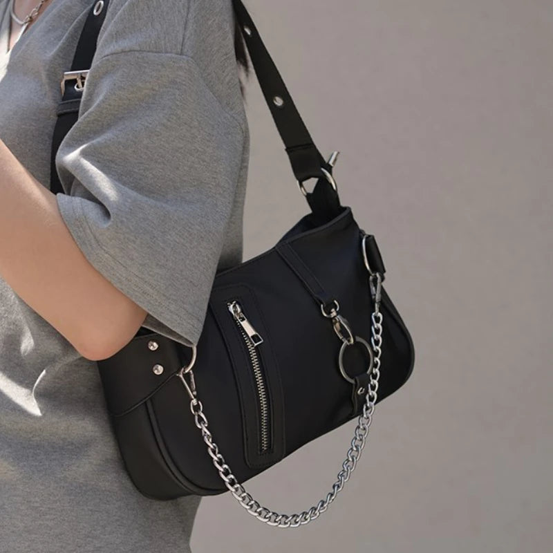 Chains Style Nylon Handbag Streetwear All-match Shoulder Bag