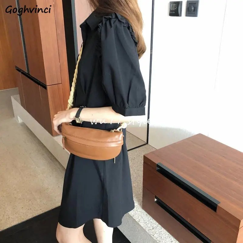 Vintage Shoulder Bag Braided Strap PU Leather Zipper Harajuku Cross-body