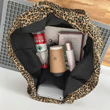 Vintage Leopard Shoulder Bag Canvas Tote Large Capacity Handbag