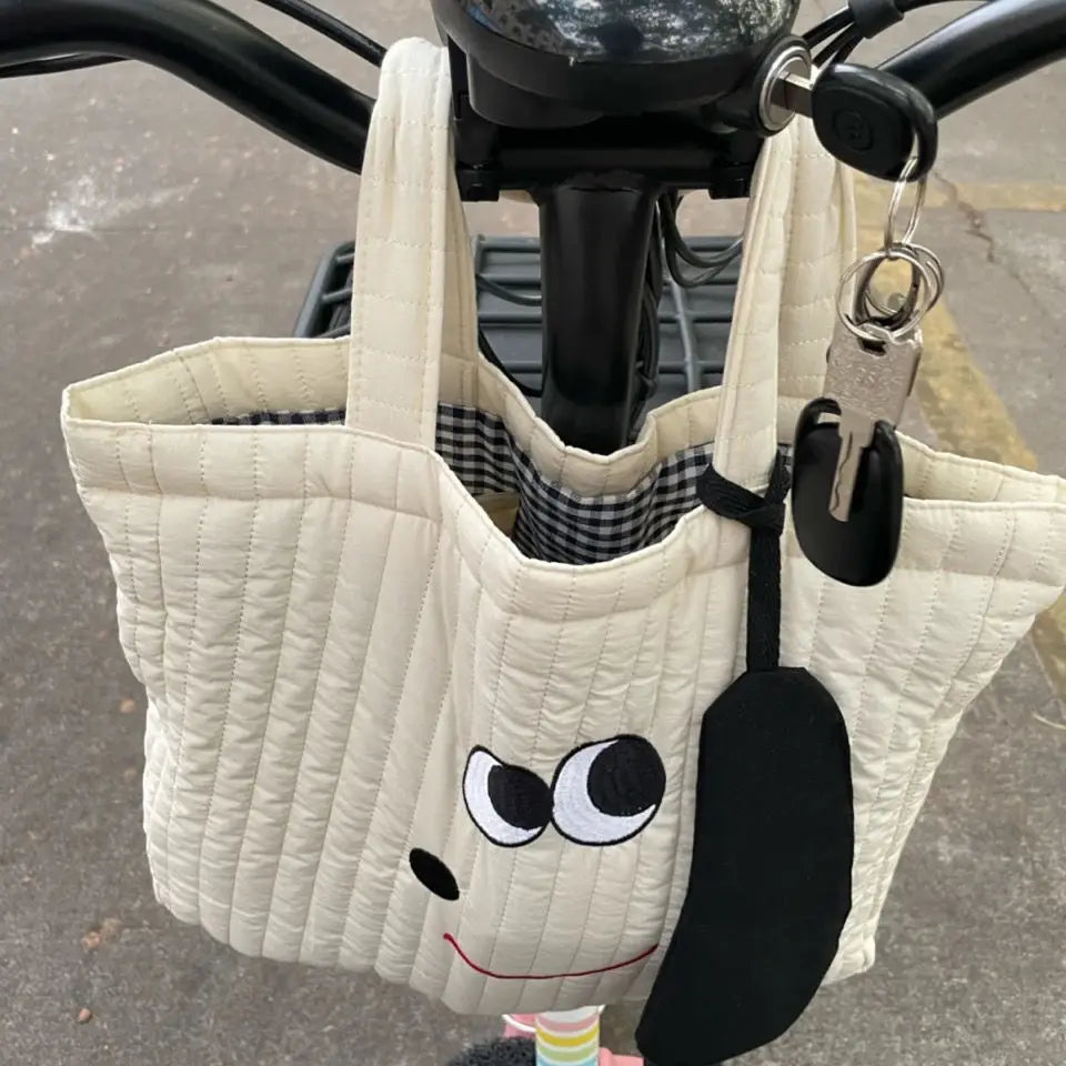 Women Shoulder Bags Cartoon Embroidery Large Capacity Tote Bag