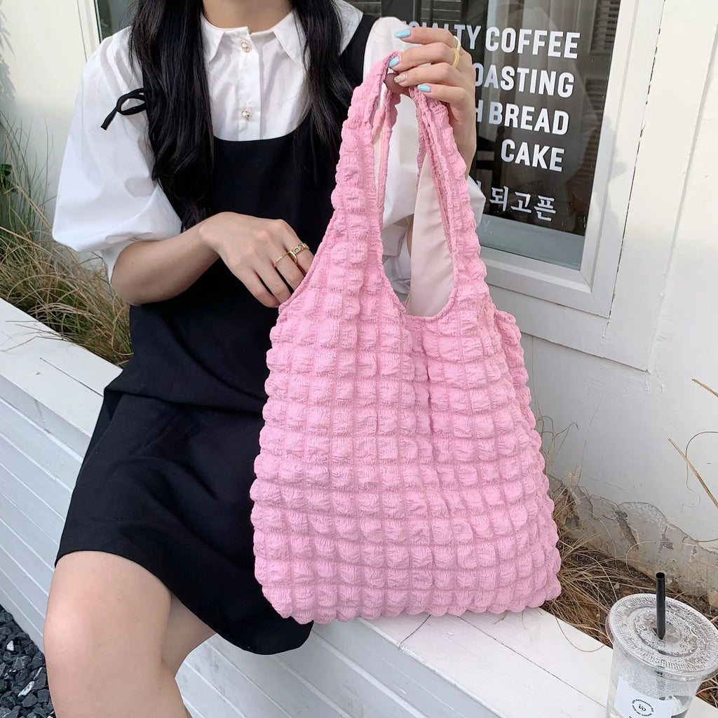 Women Shoulder Bags Pleated Large Capacity Totes Female Vest Underarm Bag