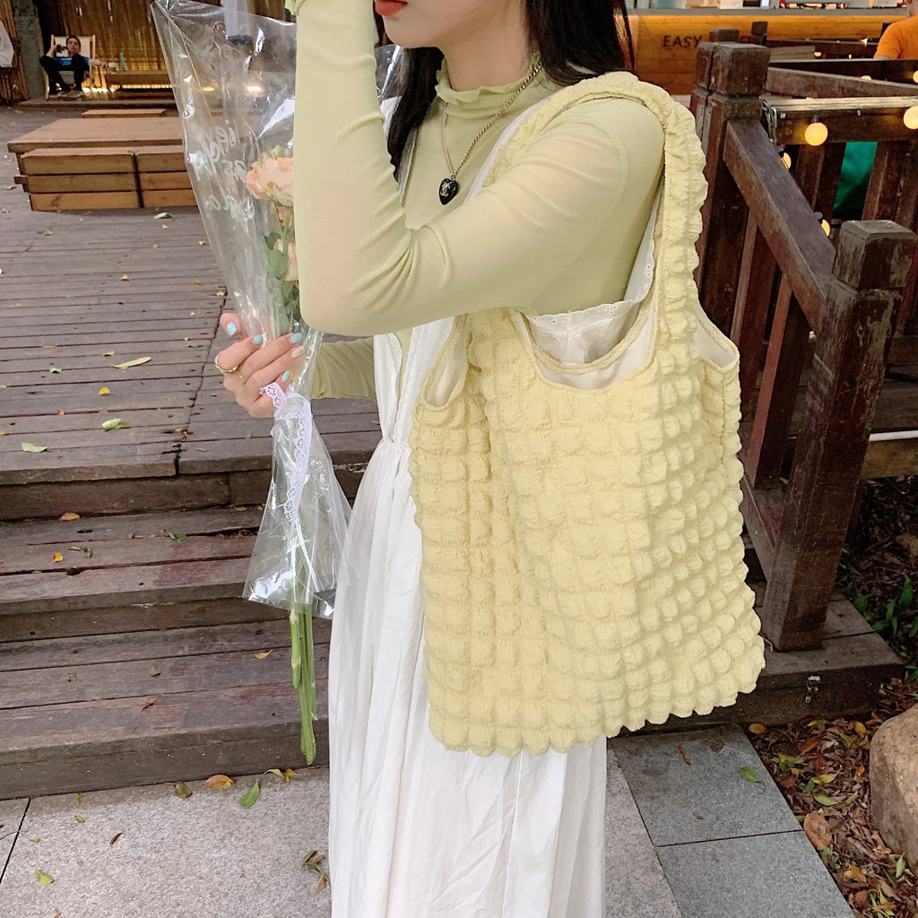 Women Shoulder Bags Pleated Large Capacity Totes Female Vest Underarm Bag