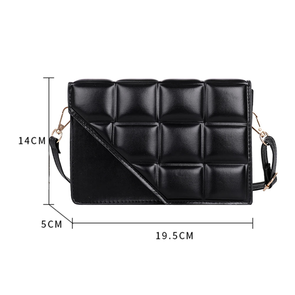 Checker PU Leather Shoulder Bag for Women