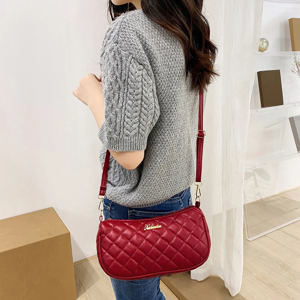 Lattice Style PU Leather Shoulder Bag