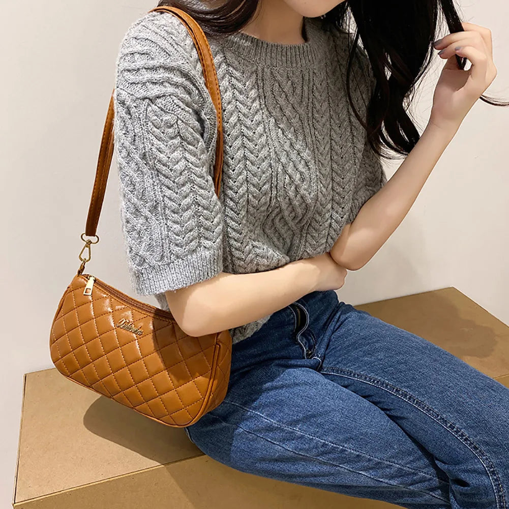 Lattice Style PU Leather Shoulder Bag