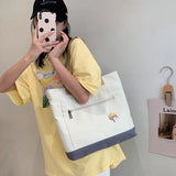 Harajuku Retro Canvas Shoulder Bag Large Capacity Zipper Totes Shopper Travel
