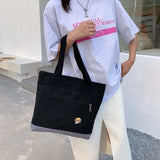 Harajuku Retro Canvas Shoulder Bag Large Capacity Zipper Totes Shopper Travel