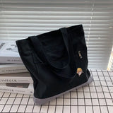 Harajuku Retro Canvas Shoulder Bag Large Capacity Zipper Totes Shopper Travel