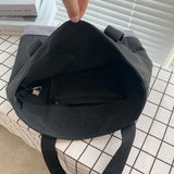 Harajuku Retro Canvas Shoulder Bag Large Capacity Zipper Totes Shopper Travel