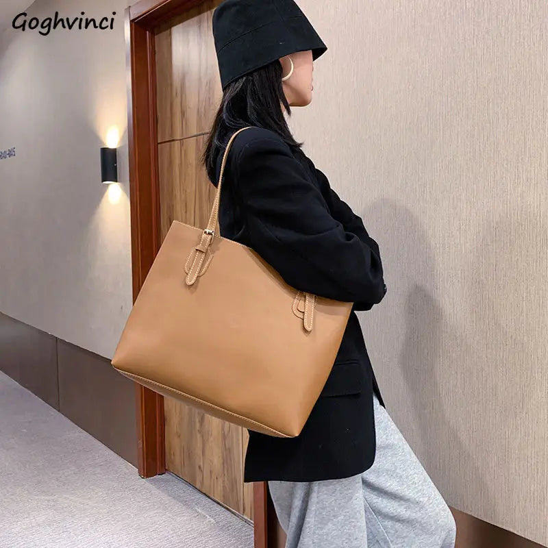 Women Shoulder Bags Large Capacity Handbags PU Leather Totes Vintage