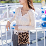 Leopard Pattern Shoulder Bag Plush Travel Handbag