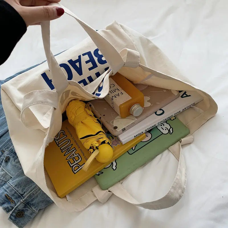 Canvas Tote Bag Women Shoulder Bags Student Casual Large Capacity