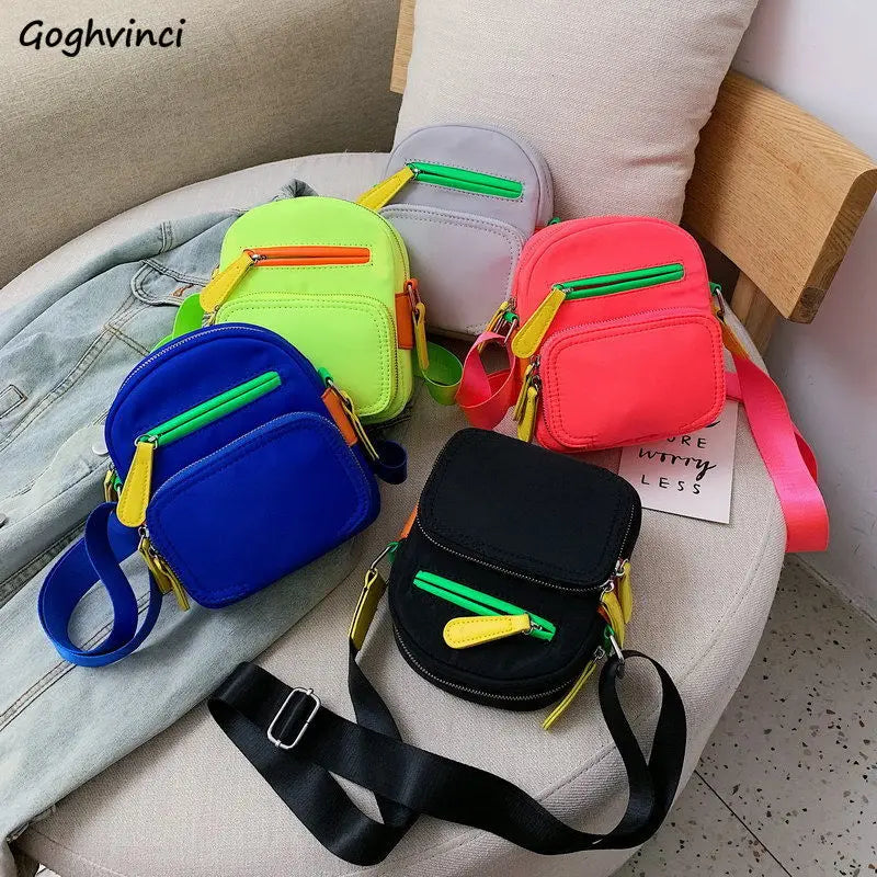 Women Shoulder Bags Nylon Mini School Bag Crossbody Patchwork Students All-match