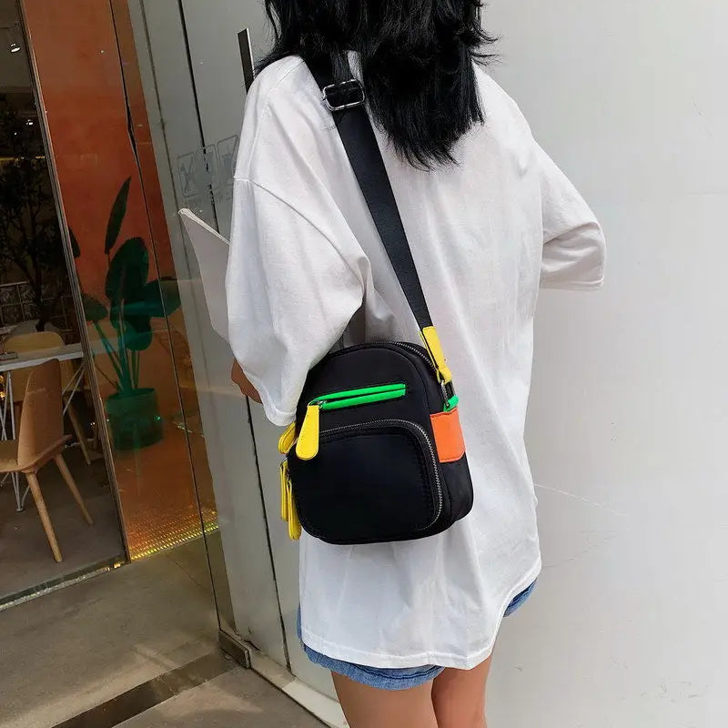 Women Shoulder Bags Nylon Mini School Bag Crossbody Patchwork Students All-match