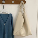 Women Shoulder Bags Pleated Solid Handbags Large Capacity Soft All-match