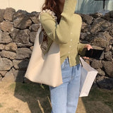 Women Shoulder Bags Pleated Solid Handbags Large Capacity Soft All-match