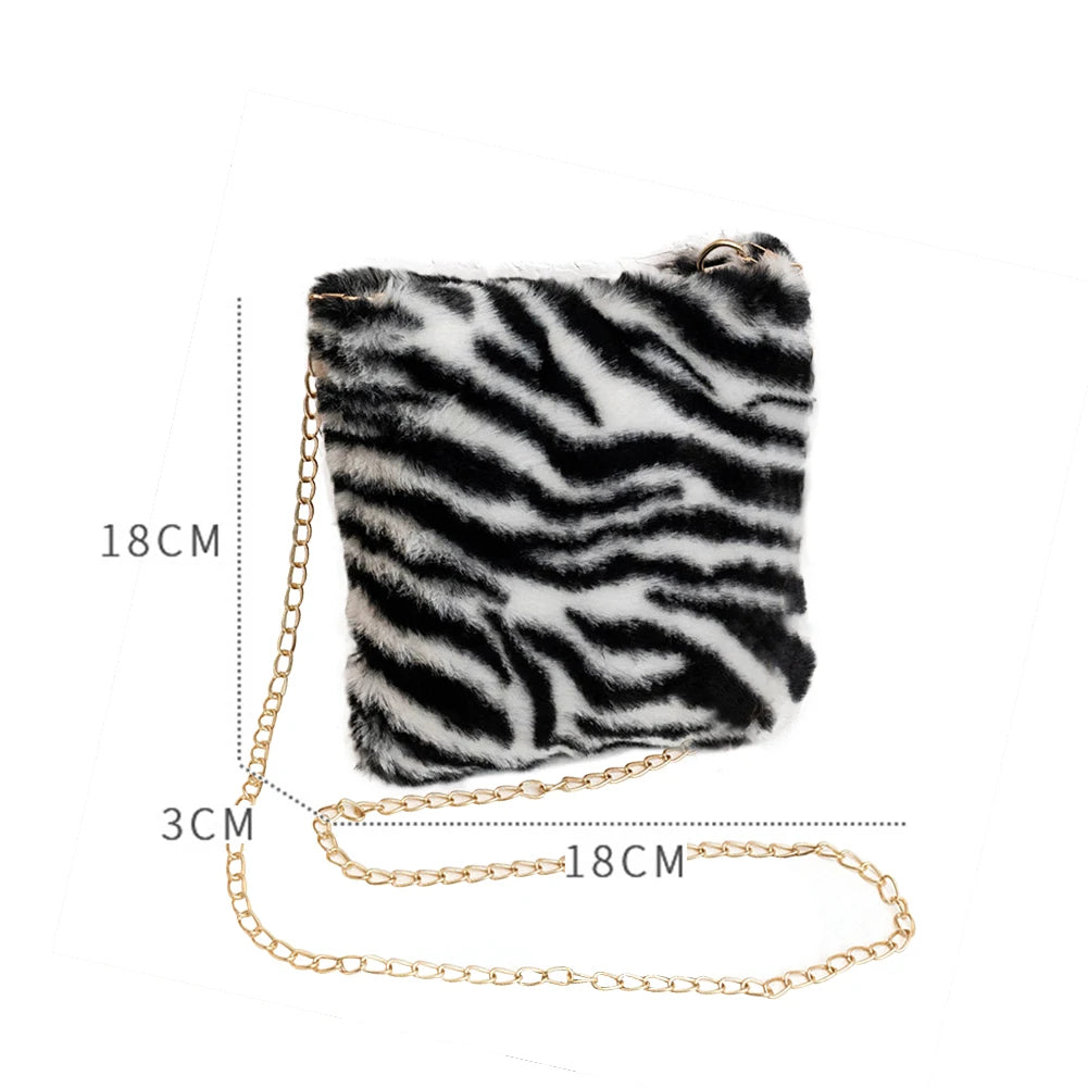 Soft Fur Leopard Print Shoulder Bag for Women Traveling