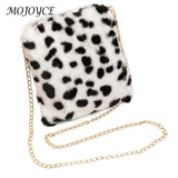 Soft Fur Leopard Print Shoulder Bag for Women Traveling