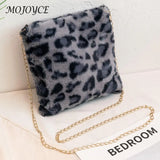 Soft Fur Leopard Print Shoulder Bag for Women Traveling